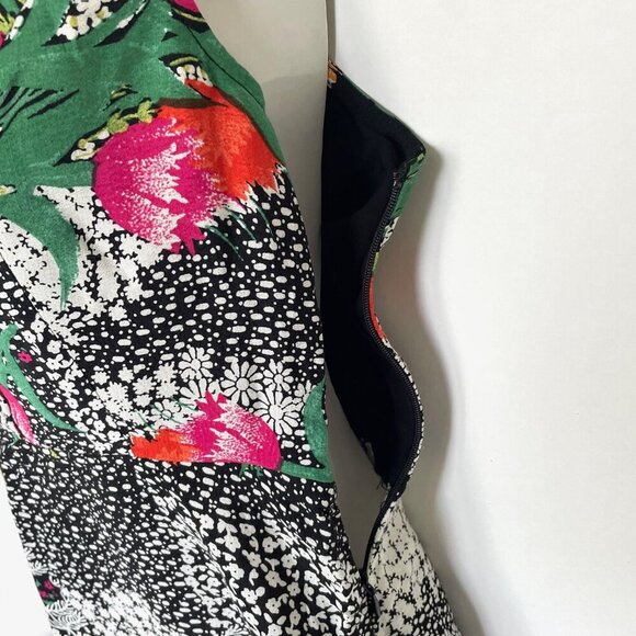 Anthropologie Floral Asymmetric Dress 2 Black Sleeveless V-Neck Lightweight - Picture 5 of 10